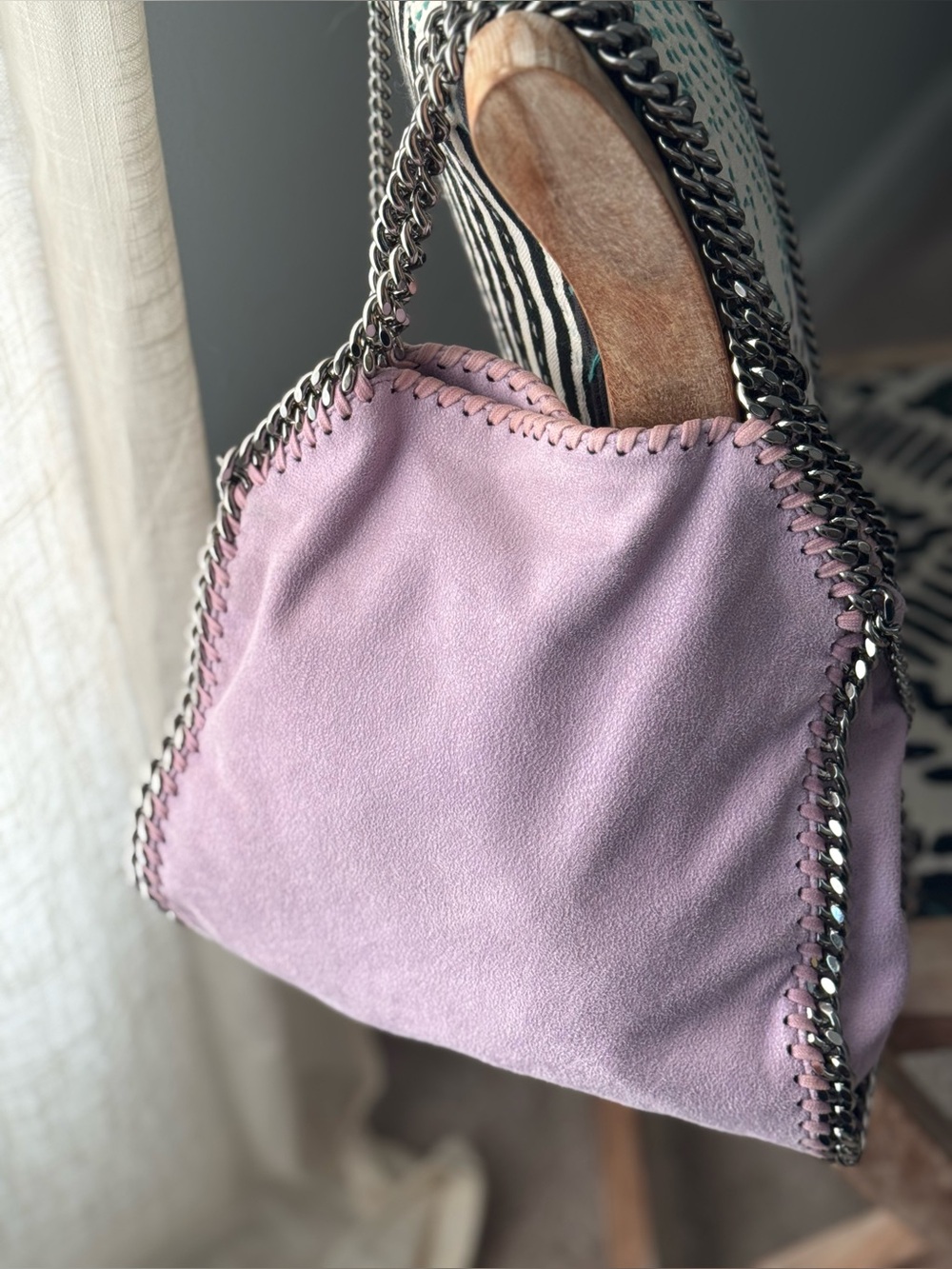 Stella McCartney Falabella Tote Light Purple & Gunmetal Chains with COA - Picture 5 of 11